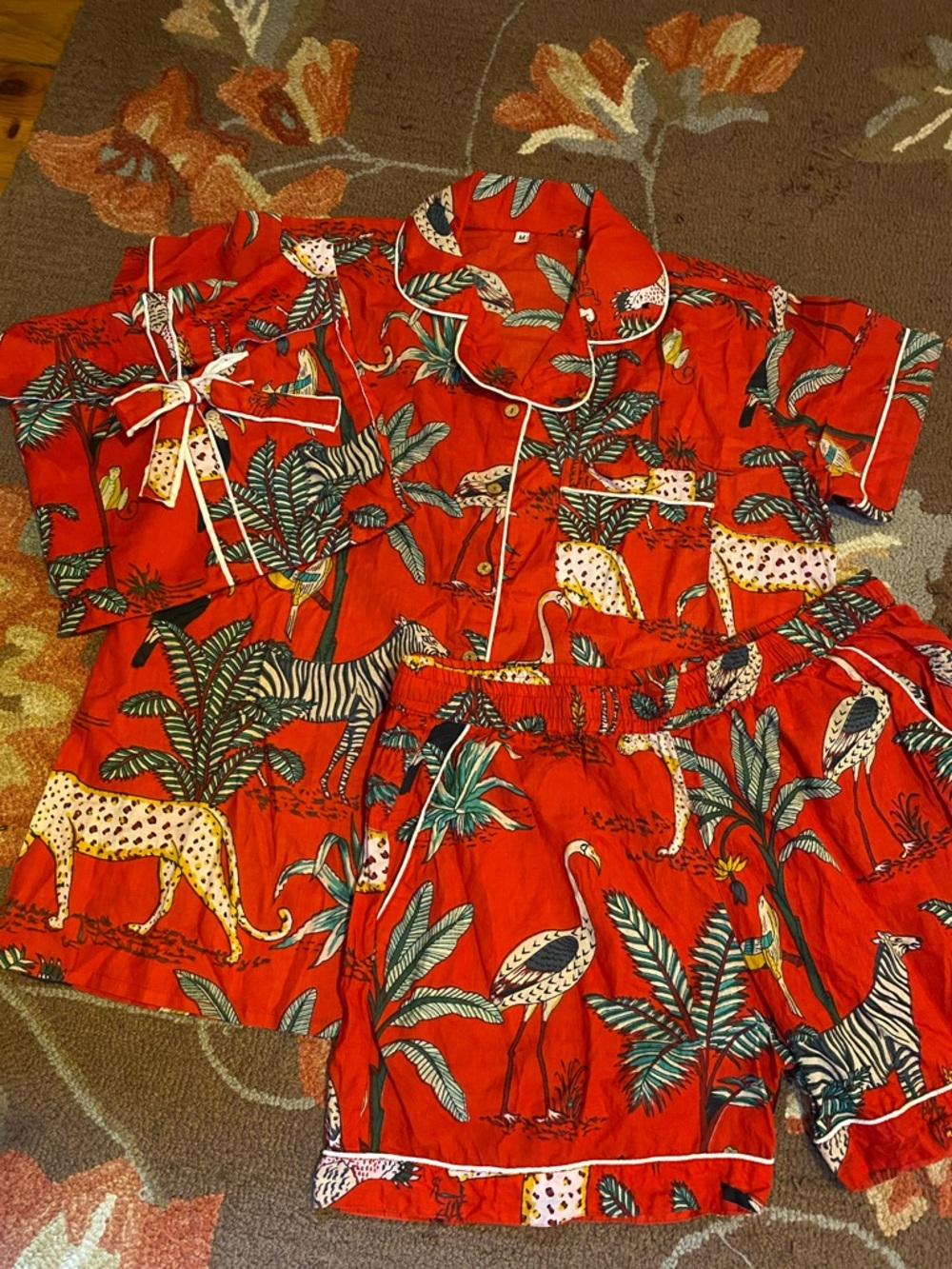 Uncommon Goods Cotton Animal Print Pajamas with Storage Bag